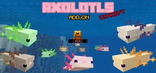 Axolotls Minecraft PE Addon/Mod 1.16